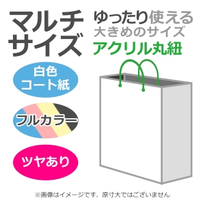 国内産オリジナル紙袋 マルチサイズ / フルカラー4色刷 アクリル丸紐 コート紙艶あり仕上げ 