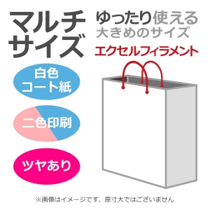 国内産オリジナル紙袋 マルチサイズ / 2色刷 エクセルフィラメント コート紙艶あり仕上げ 100枚／@1949円（税込） 