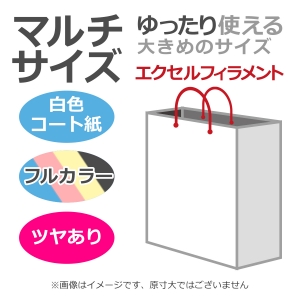 国内産オリジナル紙袋 マルチサイズ / フルカラー4色刷 エクセルフィラメント コート紙艶あり仕上げ 100枚／@2012円（税込） 