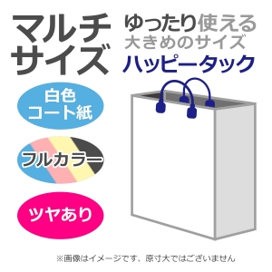 国内産オリジナル紙袋 マルチサイズ / フルカラー4色刷 ハッピータック コート紙艶あり仕上げ 100枚／@1996円（税込）