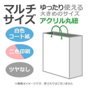 国内産オリジナル紙袋 マルチサイズ / 2色刷 アクリル丸紐 コート紙艶なし仕上げ 100枚／@1984円（税込） 