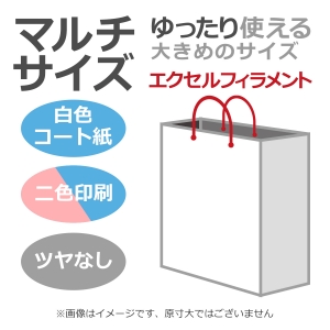 国内産オリジナル紙袋 マルチサイズ / 2色刷 エクセルフィラメント コート紙艶なし仕上げ 100枚／@1996円（税込）