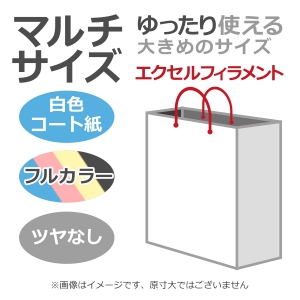 国内産オリジナル紙袋 マルチサイズ / フルカラー4色刷 エクセルフィラメント コート紙艶なし仕上げ 100枚／@2059円（税込） 