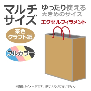 国内産オリジナル紙袋 マルチサイズ / フルカラー4色刷 エクセルフィラメント 未晒クラフト 